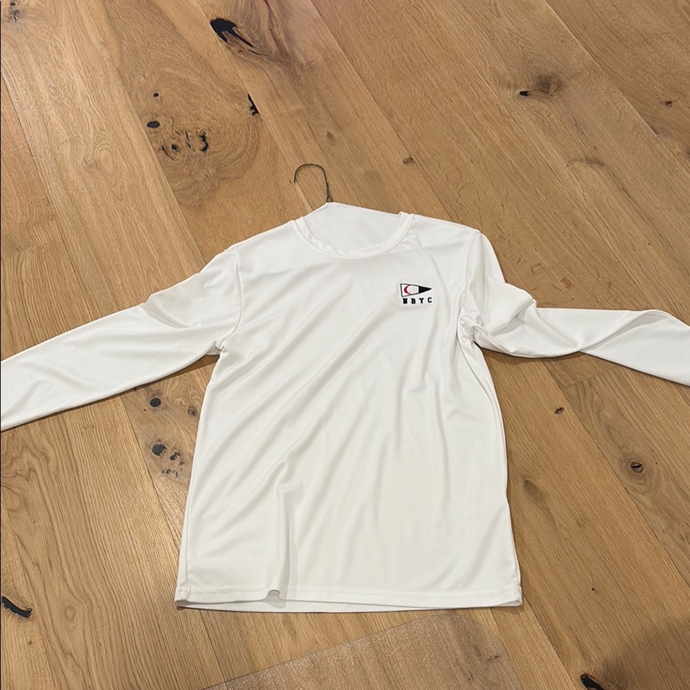 White Long Sleeve Shirt with Logo size youth L